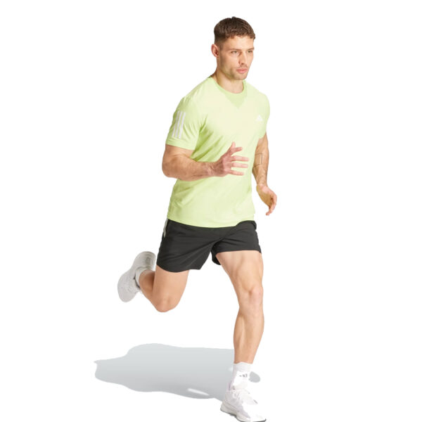 adidas Own The Run 3 Stripes Short Sleeve Men's Running Tee - Hi-Res Yellow - Image 2