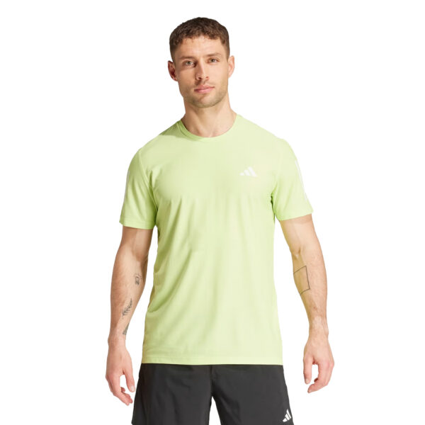 adidas Own The Run 3 Stripes Short Sleeve Men's Running Tee - Hi-Res Yellow - Image 3