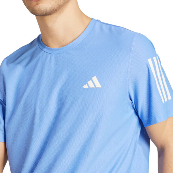 adidas Own The Run 3 Stripes Short Sleeve Men's Running Tee - Blue Fusion