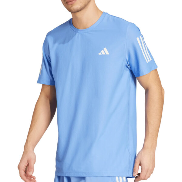 adidas Own The Run 3 Stripes Short Sleeve Men's Running Tee - Blue Fusion